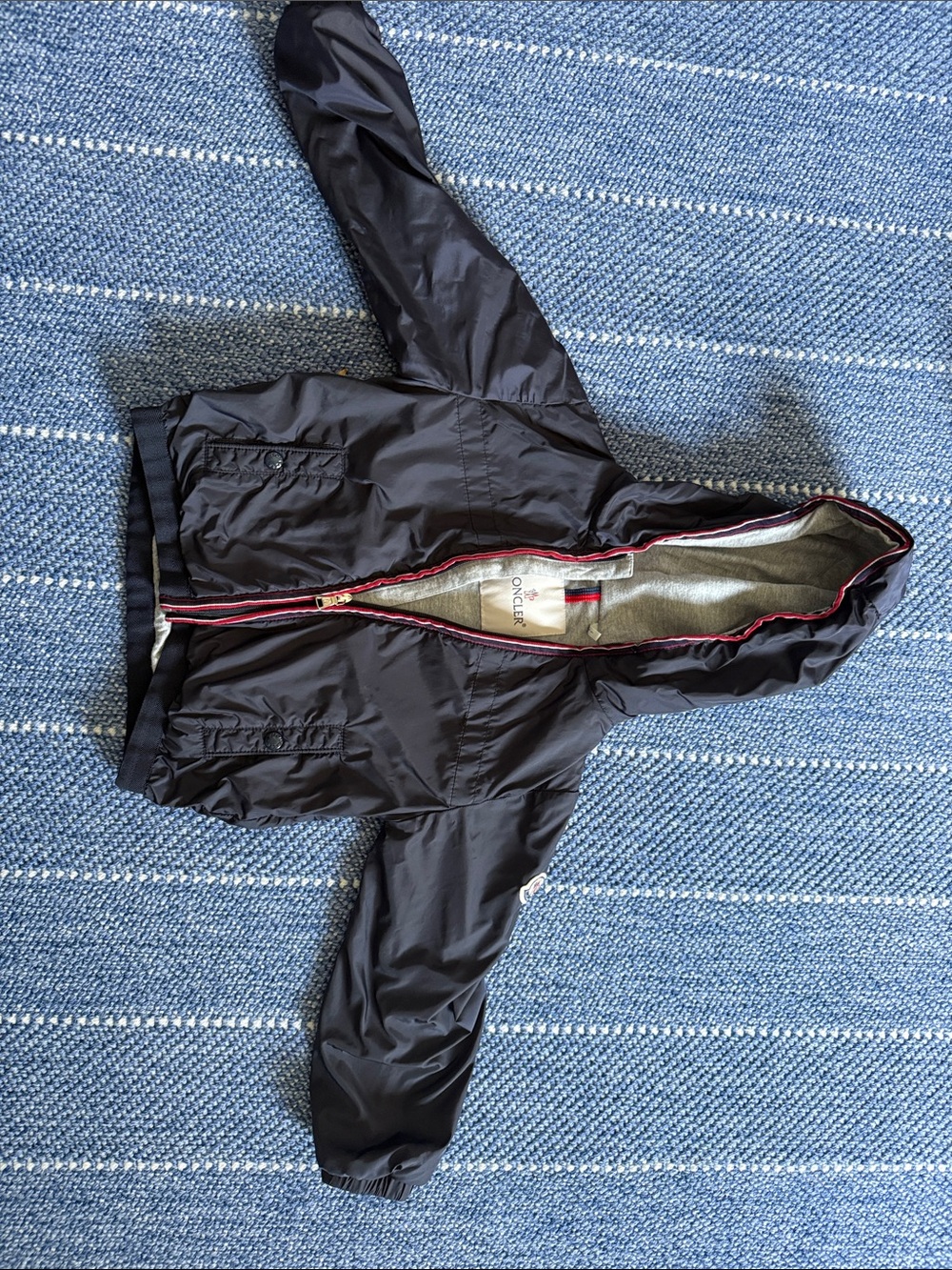 Moncler Navy Hoodie lined